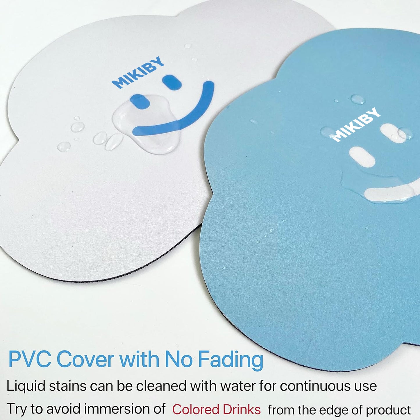 MIKIBY Cloud Mouse Pad Cute 2 Pack, Small Waterproof PVC Mousepad, Non-Slip Rubber Base Personalized Computer Mouse Mat for Office Home