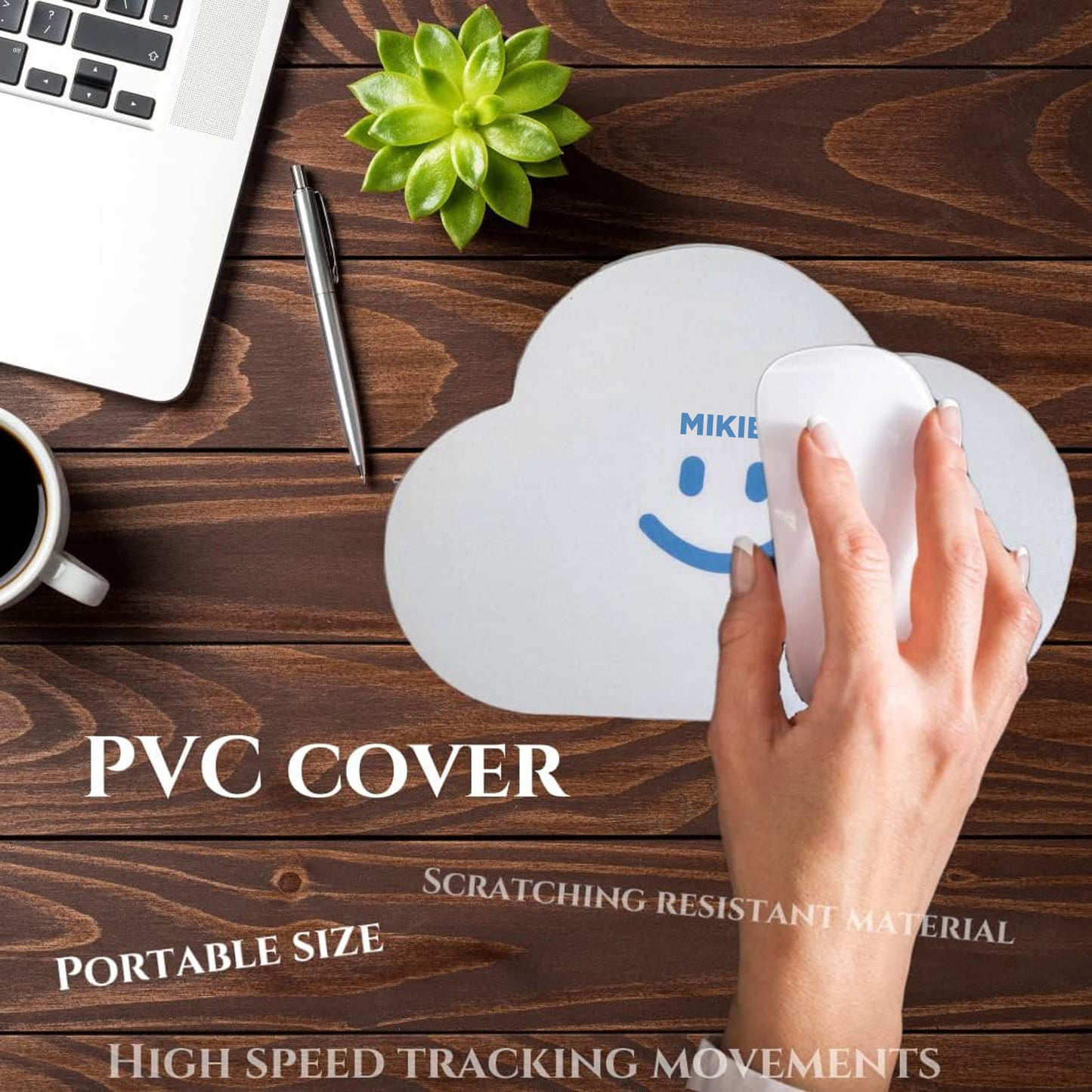 MIKIBY Cloud Mouse Pad Cute 2 Pack, Small Waterproof PVC Mousepad, Non-Slip Rubber Base Personalized Computer Mouse Mat for Office Home