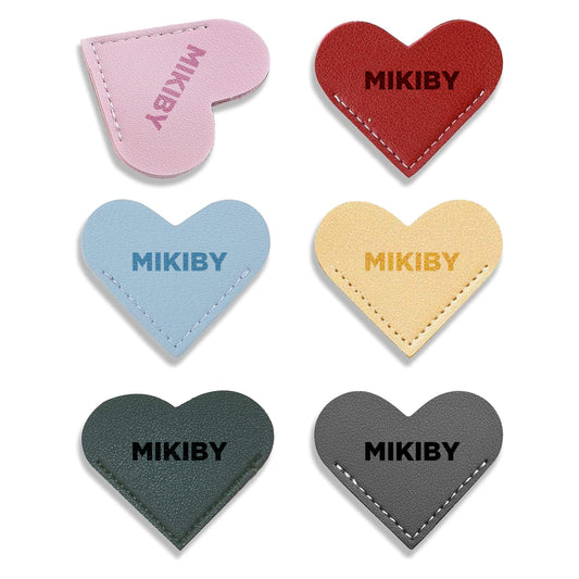 MIKIBY BM-1 6pcs Leather Bookmarks for Women with Heart Shape