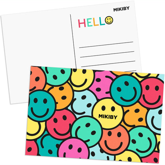 MIKIBY Hello Smiley Face Postcards Pack (60 Post Cards) 4x6 Postcards for Kids and Adults