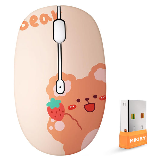 MIKIBY M101 Cute Wireless Mouse, Silent Dual Mode Bluetooth Mice for Laptop, iPad, Comupter, Tablet with USB Receiver