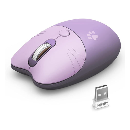 MIKIBY M99 Cute Cat Wireless Mouse, 2.4GHz Wireless Silent Mouse, USB Receiver Plug and Play, 3 Adjustable DPI