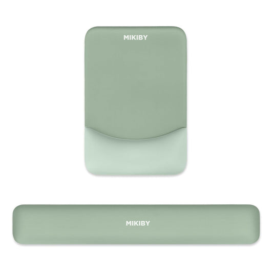 MIKIBY Vintage Green Rectangular Ergonomic Wrist Rest Support with Non-Slip Base for Mouse Pad & Keyboard Set