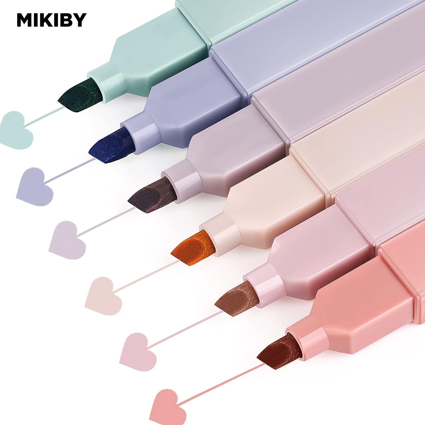 MIKIBY W-472 Aesthetic Cute Mild Soft Chisel Tip Pastel Marker Highlighters Pens