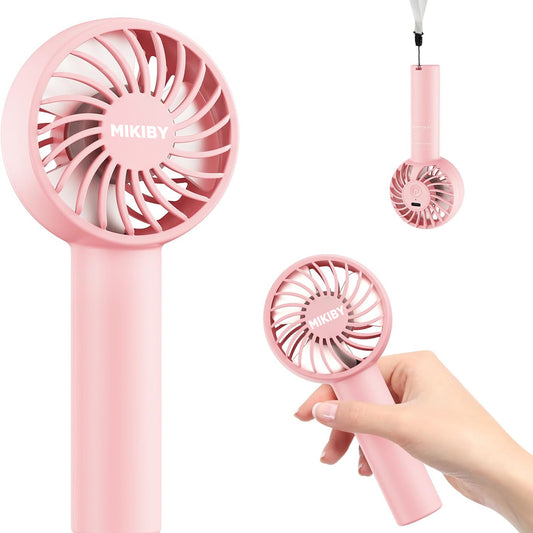 MIKIBY F5 Mini Battery Operated Personal Handheld Portable 3 Speed Adjustable USB Rechargeable Fan