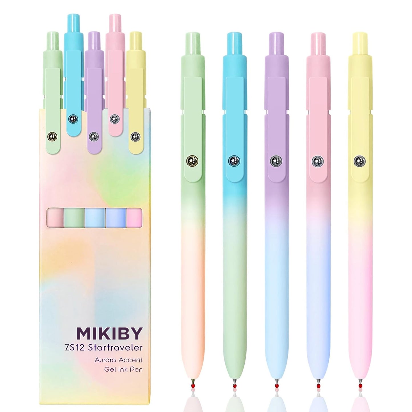 MIKIBY M-754 5 Pcs Medium Point Smooth Writing Gel Pens Cute Pens for Women