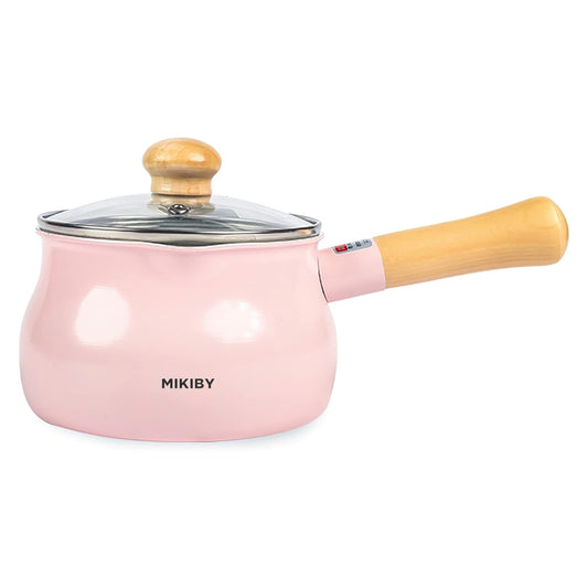 MIKIBY P-55 5.5-inch saucepan with non-stick coating, transparent glass lid, 1.25qt capacity