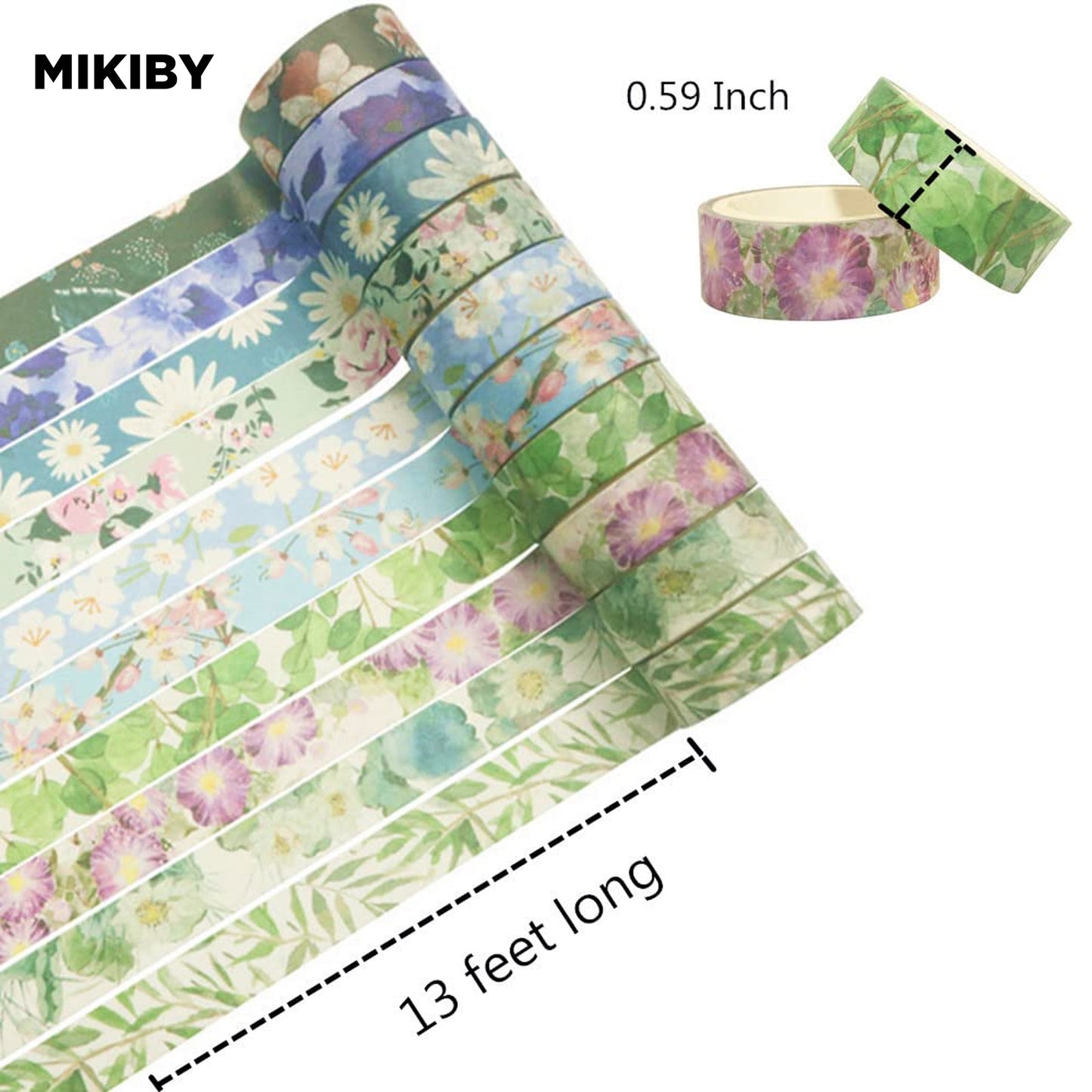 MIKIBY A-5685 Decorative Cute Floral Washi 21 Rolls Tape Set