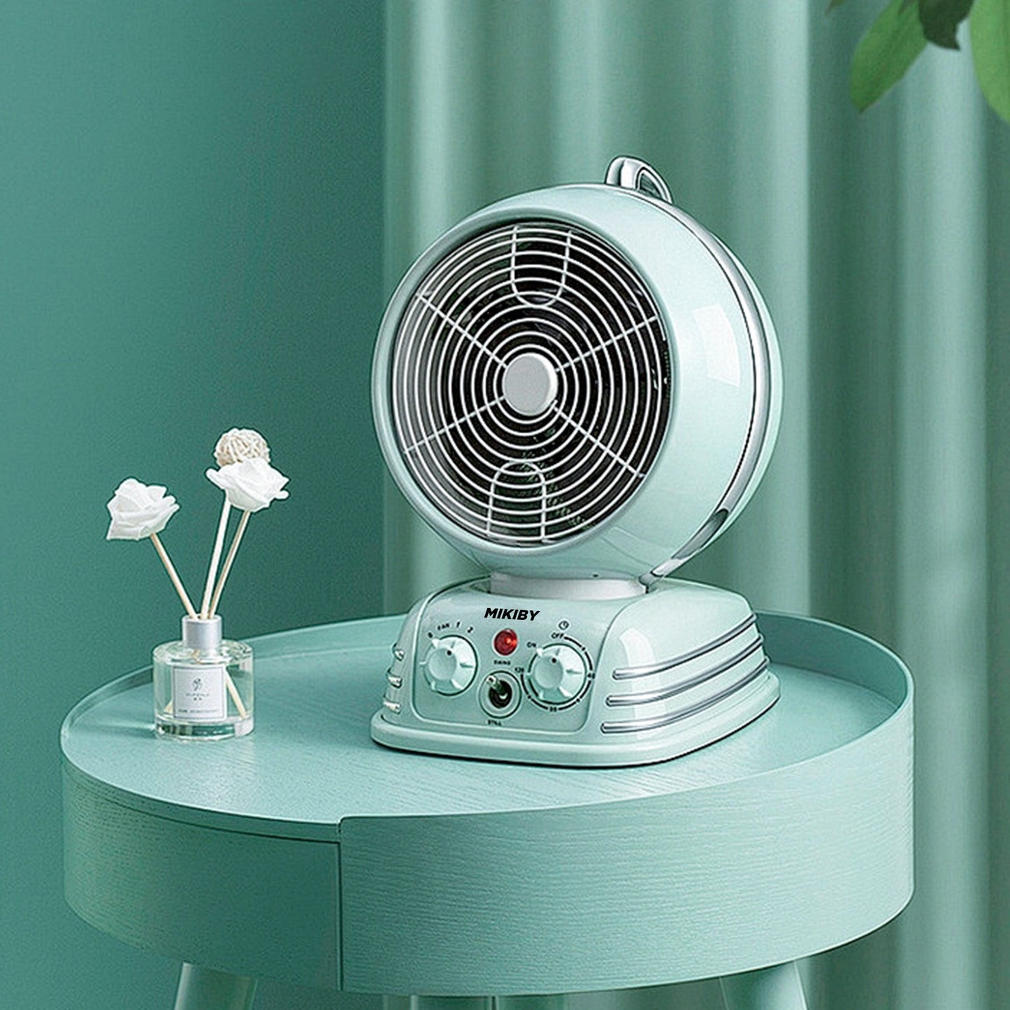 MIKIBY K16 Small Quiet Turbo Force Desk Fan with Base-Mounted Controls