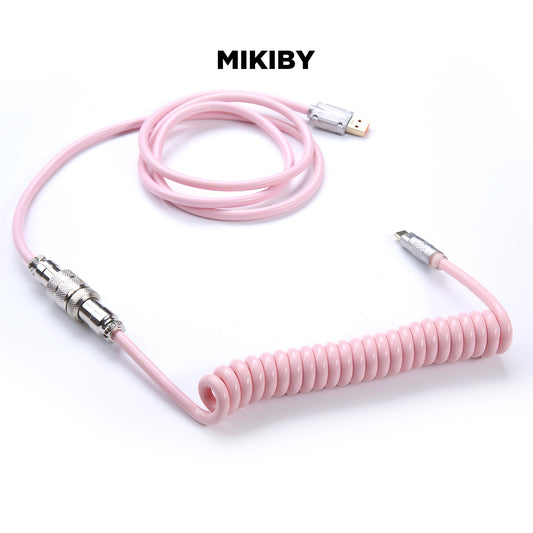 MIKIBY M3 Coiled Keyboard Cable with Aviator USB Cable for Type-C Mechanical Gaming Keyboard