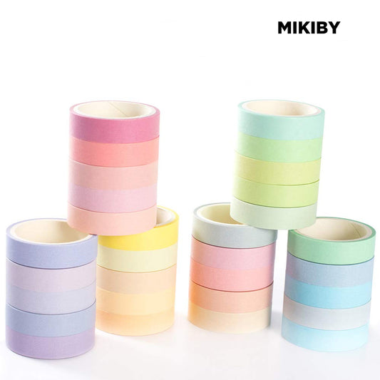 MIKIBY A-5423 Macaron Natural Color Washi Tape Set 30 Rolls Decorative Tapes for DIY