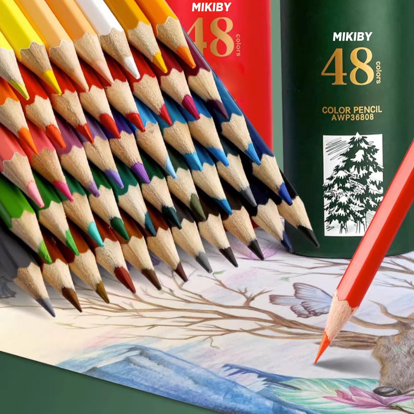 MIKIBY AWP36802/AWP36808 Colored Pencil, 36/48 Colors