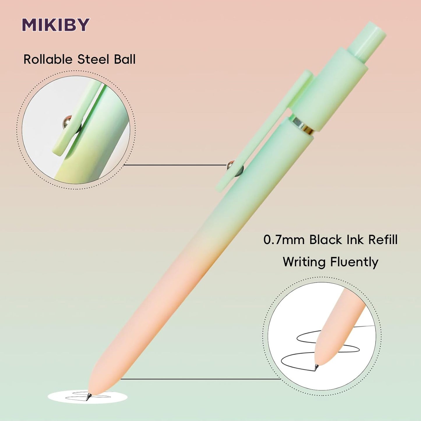 MIKIBY M-754 5 Pcs Medium Point Smooth Writing Gel Pens Cute Pens for Women