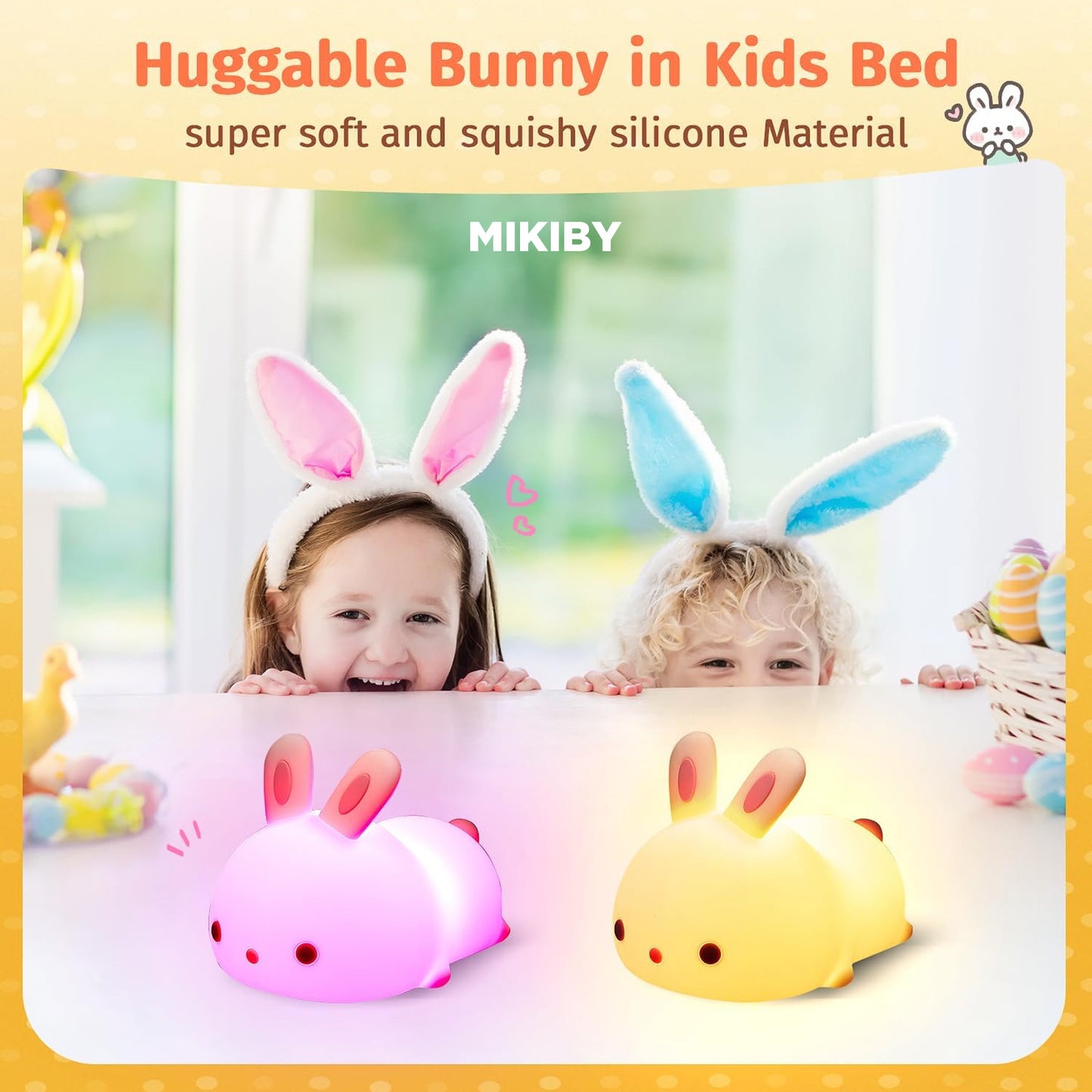 MIKIBY K61 Rechargeable One Fire 16 Colors Cute Night Light for Kids Bunny Cute Lamp Baby Night Light for Bedroom