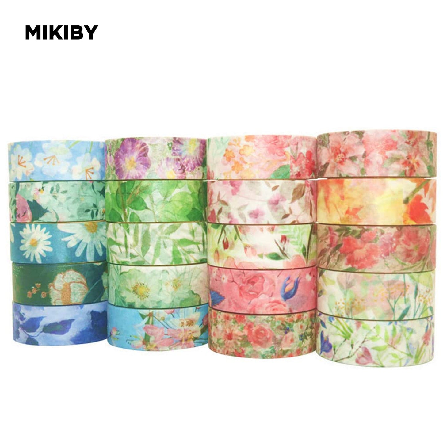 MIKIBY A-5685 Decorative Cute Floral Washi 21 Rolls Tape Set