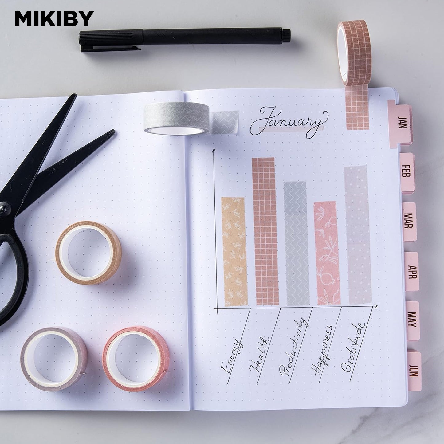 MIKIBY A-7742 5 Rolls Pastel Decorative ScrapbookWashi Tape Set